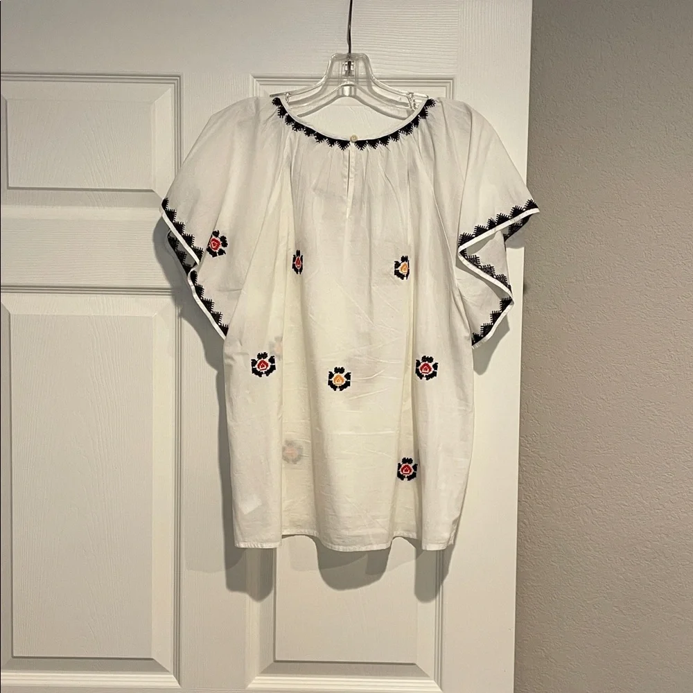 Madewell Embroidered Flutter Sleeve Top Size M - Picture 9 of 12